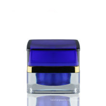 Tarro de acrílico cuadrado 50g Frasco de tarro de lujo Tarro de cristal azul